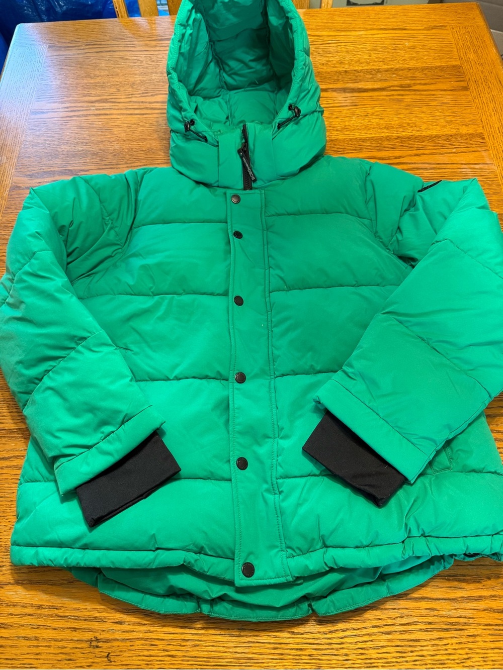 BCBGeneration Women’s Hooded Thumbhole-Cuff Puffer Jacket L Kelly Green